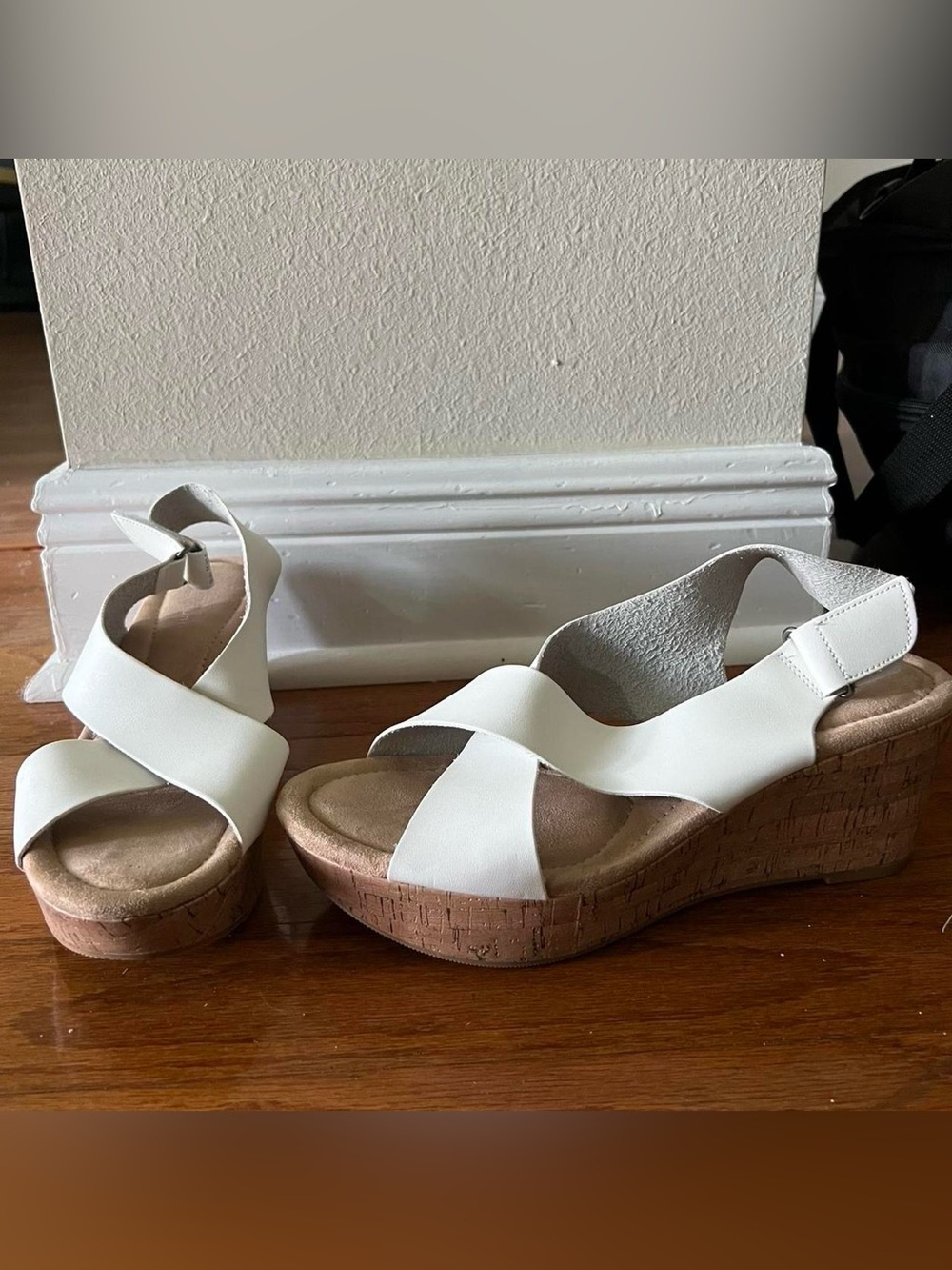 Women’s White Cork Wedge Sandals